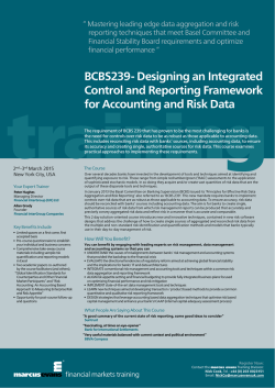 BCBS239- Designing an Integrated Control and Reporting