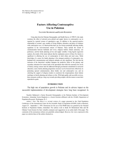 Factors Affecting Contraceptive Use in Pakistan