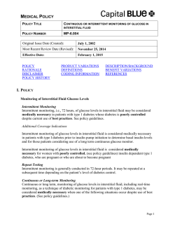 Continuous or Intermittent Monitoring of Glucose in Interstitial Fluid