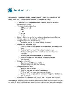 Loss Control Representative, Service Lloyds Insurance Co.
