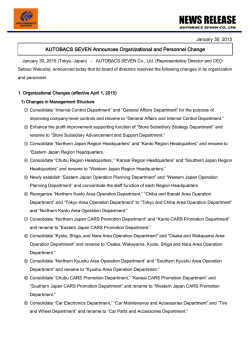 AUTOBACS SEVEN Announces Organizational and Personnel