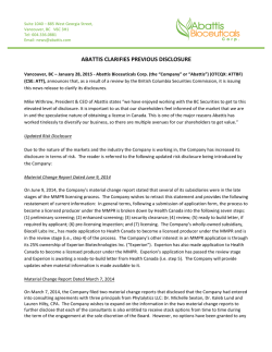 ABATTIS CLARIFIES PREVIOUS DISCLOSURE