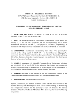 ENEVA S.A. &ndash; IN JUDICIAL RECOVERY CNPJ/MF (Taxpayer