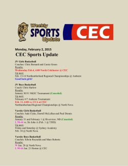 Monday, February 2, 2015 CEC Sports Update