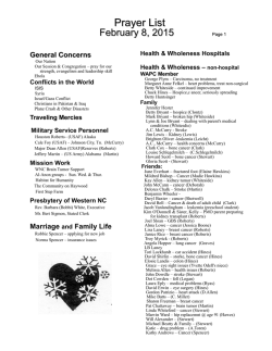 Prayer List - WestAshePres.org
