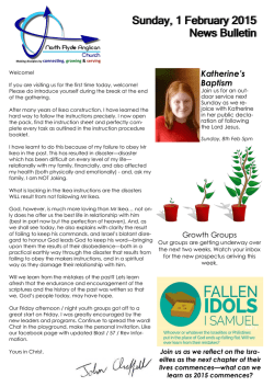 Sunday, 1 February 2015 News Bulletin