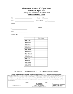 Open Meet Entry Sunday 19/4/2015
