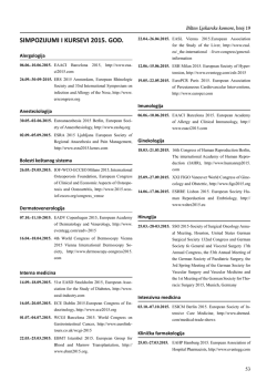 SIMPOZIJUMI I KURSEVI 2015. GOD.