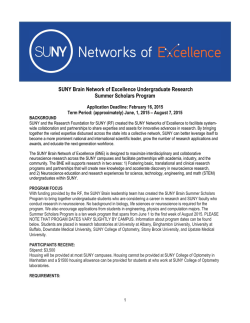 SUNY Brain Undergraduate Summer Scholars 2015 RFP