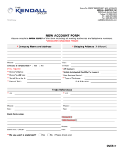 Credit Application - Steam Economies Company