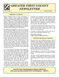 February Newsletter - Greater First Colony