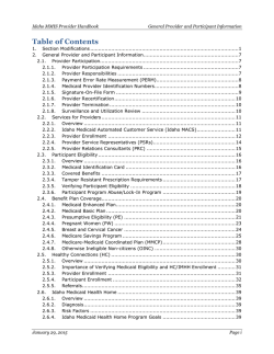 General Provider and Participant Information - Health PAS