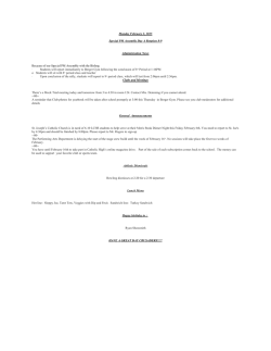 Monday, February 2, 2015 Morning Announcements