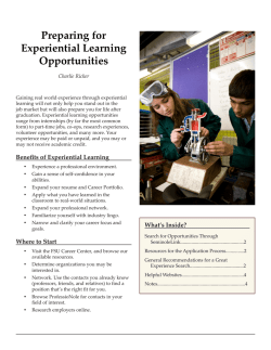 Preparing for Experiential Learning Opportunities