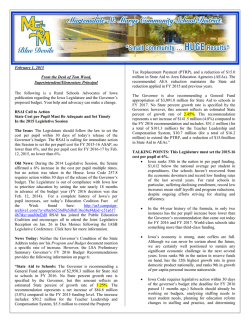 February 1, 2015 From the Desk of Tom Wood, Superintendent