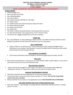 Announcements - First Mt. Olive Free Will Baptist Church