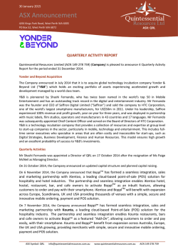 30 Jan 2015 - Quintessential Resources Limited