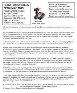 first chronicles february 2015 - First Baptist Church