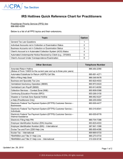 IRS Hotlines Quick Reference Chart for Practitioners