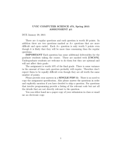 UVIC COMPUTER SCIENCE 475, Spring 2015 ASSIGNMENT #1