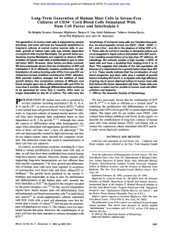 Long-Term Generation of Human Mast Cells in Serum-Free