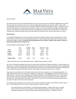 January 30, 2015 The last few months have been noteworthy for Mar