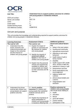 RCC 3.8 Understand how to support positive outcomes for