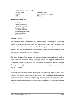 Mk2 Communications (Pty) Ltd Calton Centre, Maseru, Lesotho P.O.