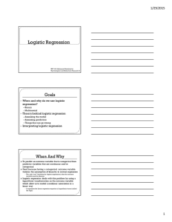 &bull; When and why do we use logistic regression - Virgil Zeigler-Hill