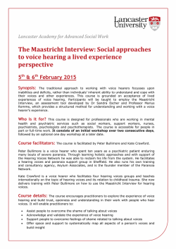 Social approaches to voice hearing a lived experience perspective