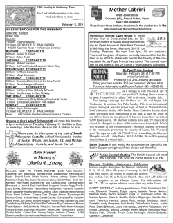 Sunday Bulletin - St. Paul the Apostle Catholic Church, Memphis