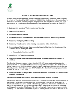 NOTICE OF THE ANNUAL GENERAL MEETING Notice is