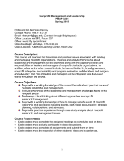 PMAP 3231 Nonprofit Leadership and management