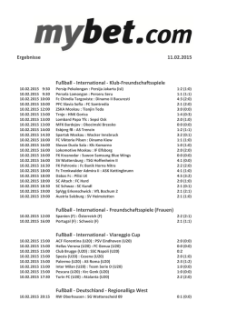 Ergebnisse 09.02.2015 Fu&szlig;ball - International
