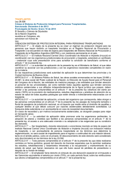 Ley TRASPLANTES - Terapia Ocupacional