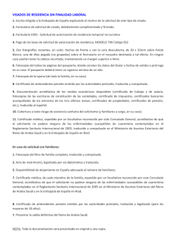 VISADOS DE RESIDENCIA SIN FINALIDAD LABORAL