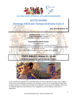 LECTIO DIVINA Domingo XXVII del Tiempo