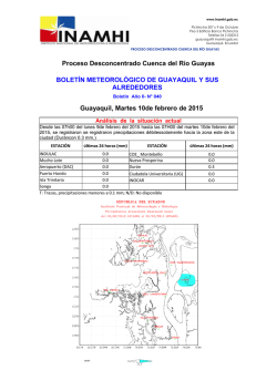 BOLETIN METEOROLOGICO DE GUAYAQUIL 09 FEBRERO 2015