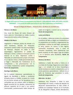 itinerario - Beh por M&eacute;xico... Explorando Realidades