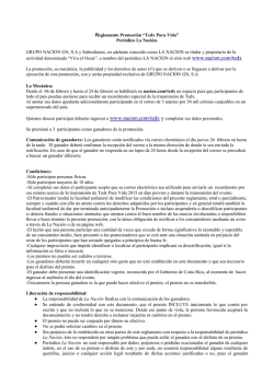 Reglamento Promoci&oacute;n &ldquo;Tedx Pura Vida&rdquo; Peri&oacute;dico La Naci&oacute;n