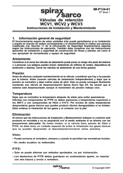 V&aacute;lvulas de retenci&oacute;n WCV1, WCV2 y WCV3