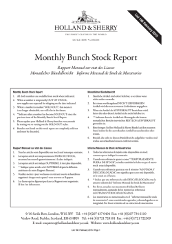 Monthly Bunch Stock Report