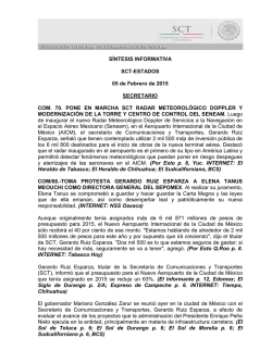 S&Iacute;NTESIS INFORMATIVA SCT-ESTADOS 05 de Febrero de 2015