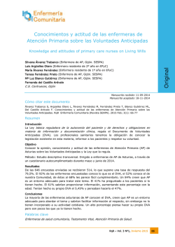 Conocimientos y actitud de las enfermeras de Atenci&oacute;n Primaria