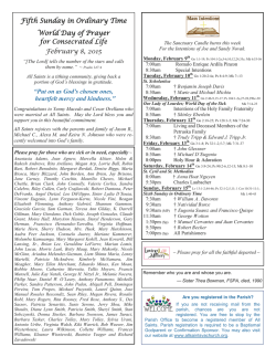 February 8, 2015 - Saints Catholic Church