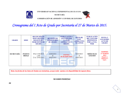 Cronograma del I Acto de Grado por Secretar&iacute;a el 27 de