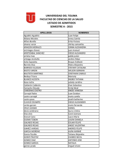 listado de admitidos - Universidad del Tolima