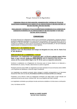 COMUNICADO - Consejo Nacional de la Magistratura