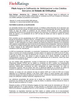 Fitch Asigna la Calificaci&oacute;n de `AAA(mex)vra` a dos Cr&eacute;ditos