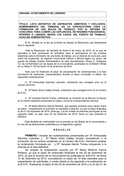 Lista definitiva de la Bolsa de Trabajo de Auxiliar Administrativo +++